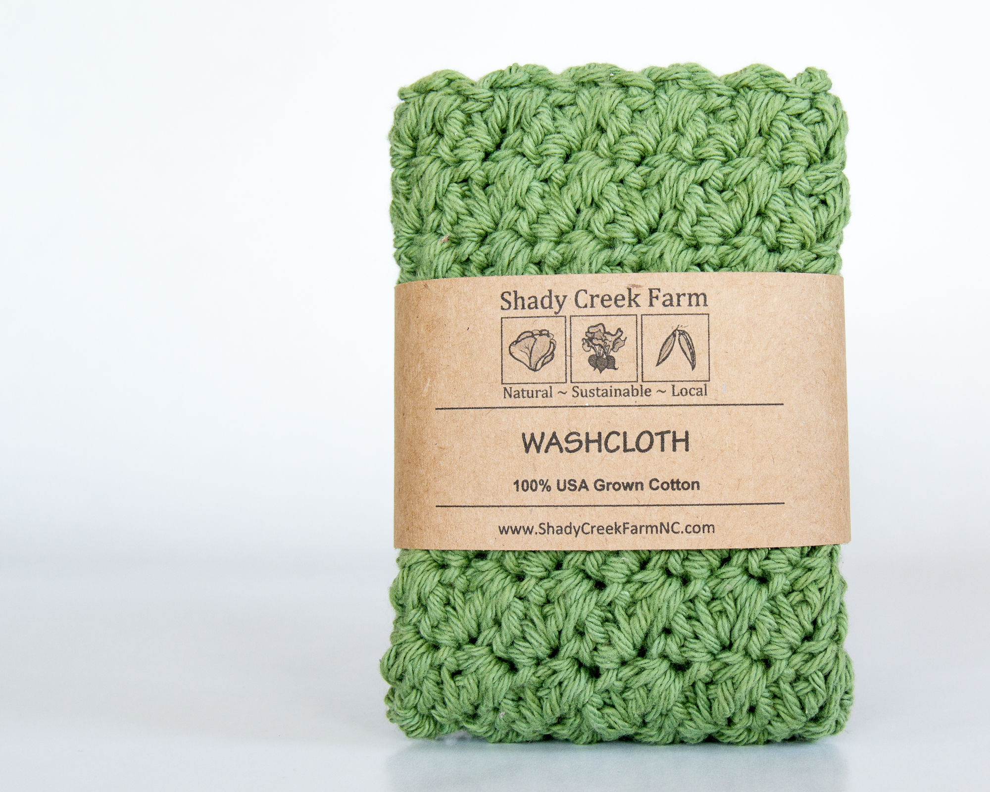 Olive Green Crochet Washcloth